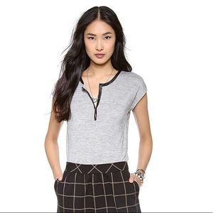 NWOT Madewell leather trimmed Henley top